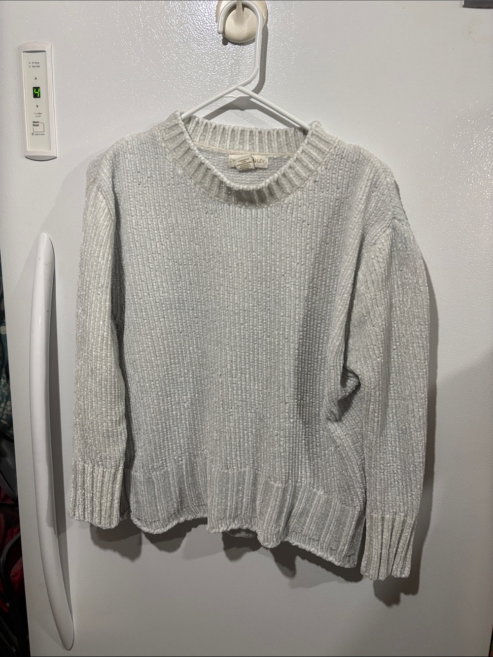 Cynthia Rowley Light Gray Ribbed Crewneck Sweater